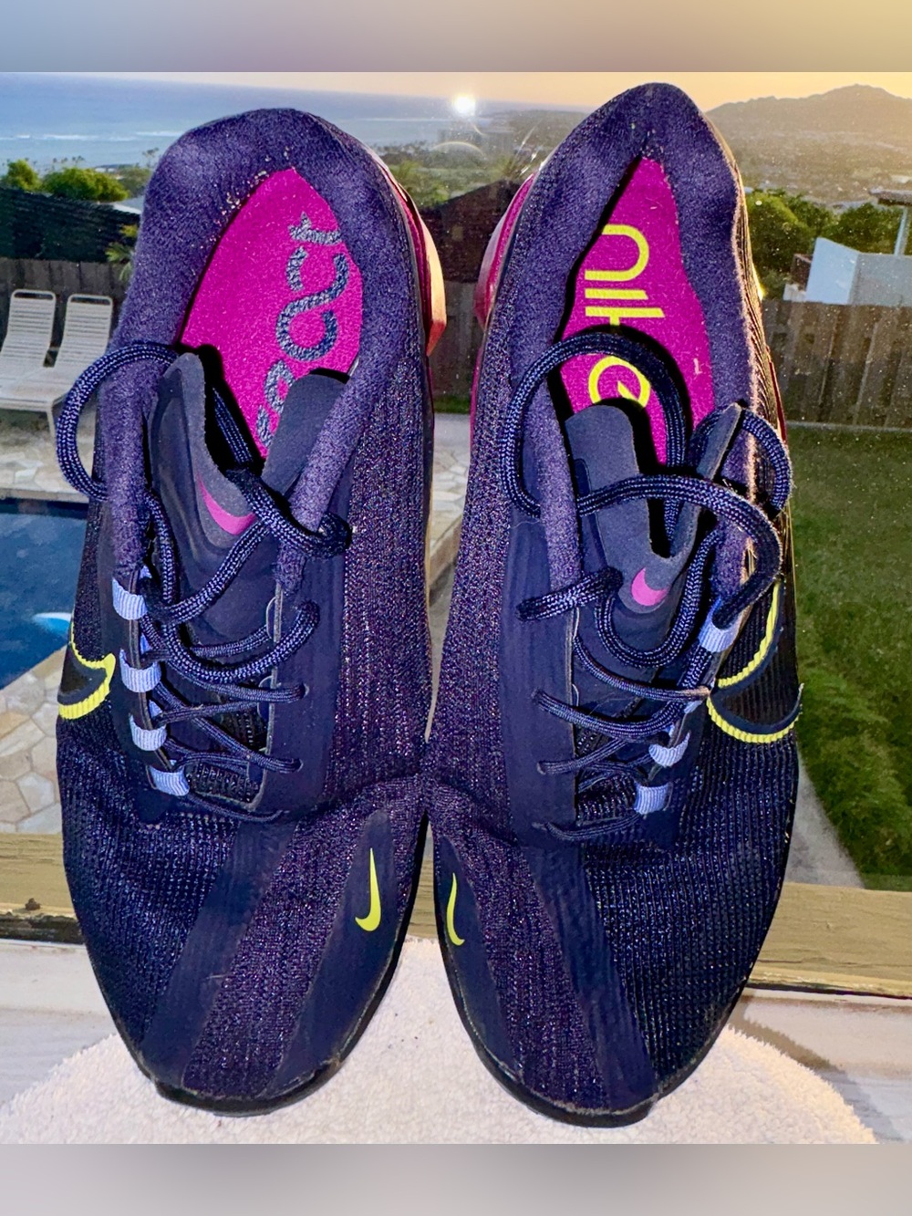 Nike Women's purple/pink/ Running Shoes with Purple and Yellow Details, size 10